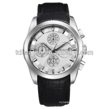 2015 top brand watch stainless steel leather strap